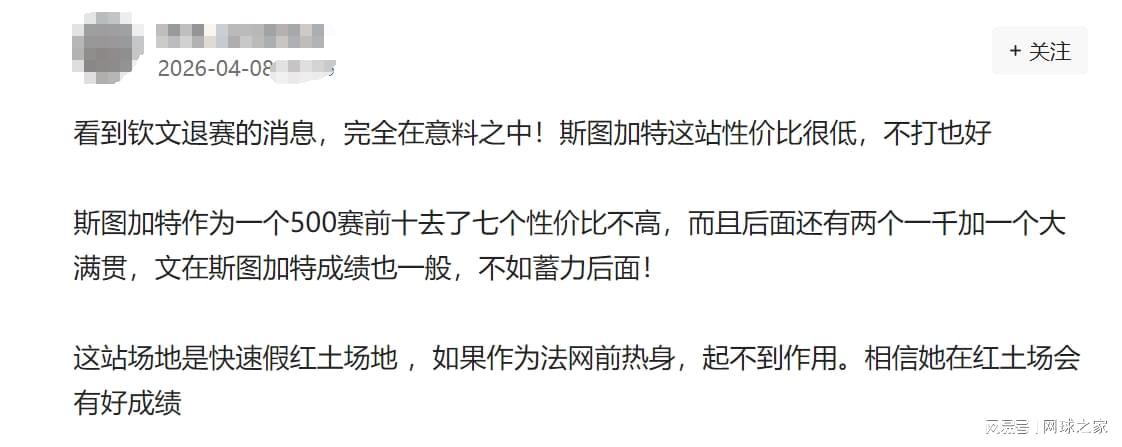  【深度复盘】郑钦文斯图加特退赛：数据背后的战略抉择与排名博弈 体育新闻